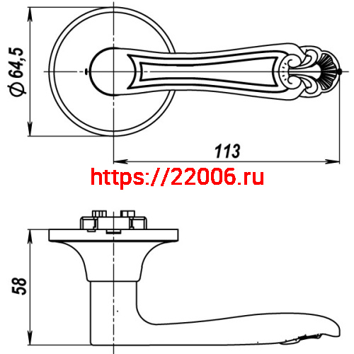 Ручка Punto (Пунто) защелка DK637 SN-ET (6037 SN-E) (кл./фик.) мат. никель фото 3
