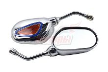 Зеркала (075А) хром "Каплевидные" объемные с фальшповоротником (в уп. 50 пар)